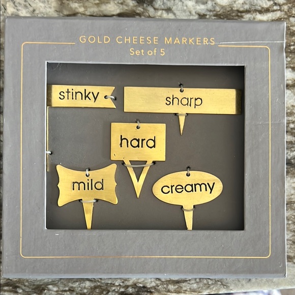 Gold Cheese Markers Set of 5 - Picture 1 of 1